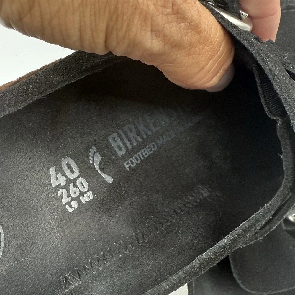 Birkenstock Buckley Clogs Size 40 (M7 L9) Suede Comfort Mules Black Slip On NWOB - Picture 6 of 7